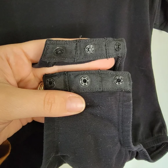 Comfort Choice Black Bodysuit snap closure Size Lg 3/4 length sleeves - Picture 4 of 7